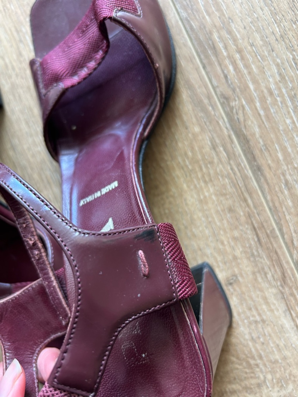 Vintage Prada Burgundy Leather Slingback Heels - Picture 4 of 5